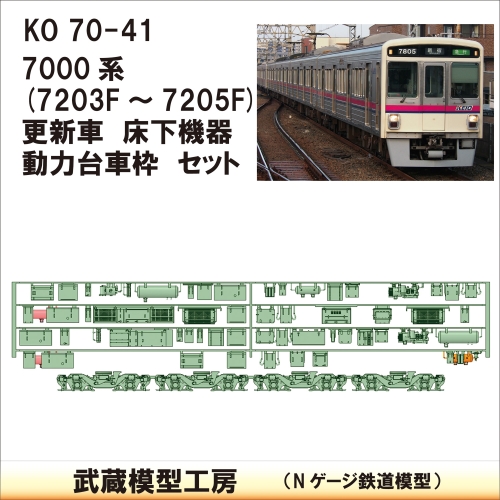 KO70-41：7203F-7205F床下機器+台車枠【武蔵模型工房　Nゲージ 鉄道模型】