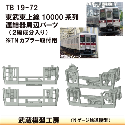 TB19-72：東上線10000系列連結器周辺パーツ【武蔵模型工房　Nゲージ 鉄道模型】