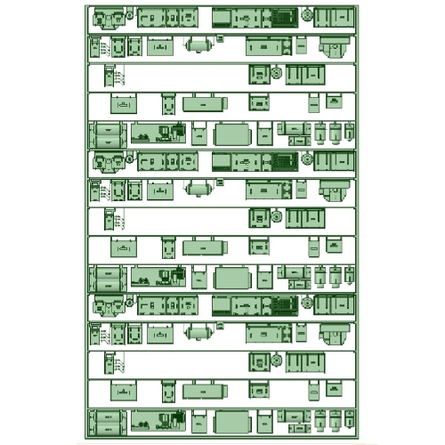 【Nゲージ　鉄道模型】RMP001-B　アイスグリーンのワンマン電車　床下機器パーツ(3編成分)