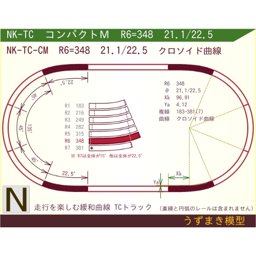 N緩和曲線線路 [コンパクトM] NK-TC-CM R6=348 21.1/22.5 O-S