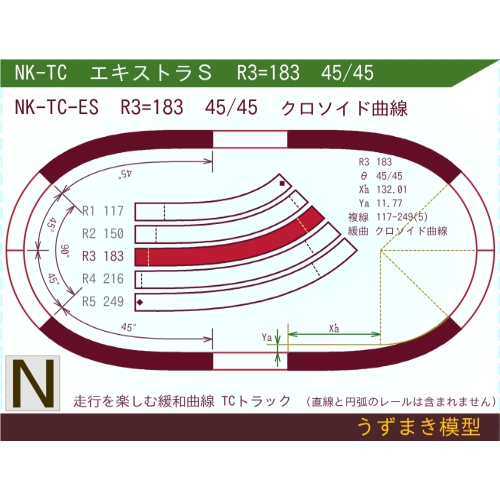 N緩和曲線線路 <エキストラS> NK-TC-ES R3=150 45/45 O-S
