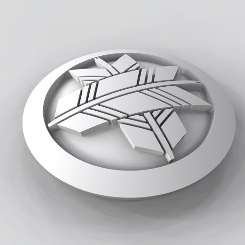 家紋コンチョ大サイズ真鍮丸に並び鷹の羽和柄コンチョ戦国武将