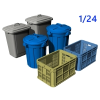 1/24　ゴミ収集用ポリバケツ（90L&70L)と資源ごみかご（採集かご）