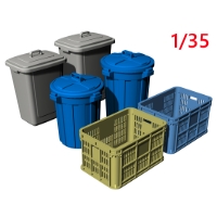1/35 ゴミ収集用ポリバケツ（90L&70L)と資源ごみかご（採集かご）